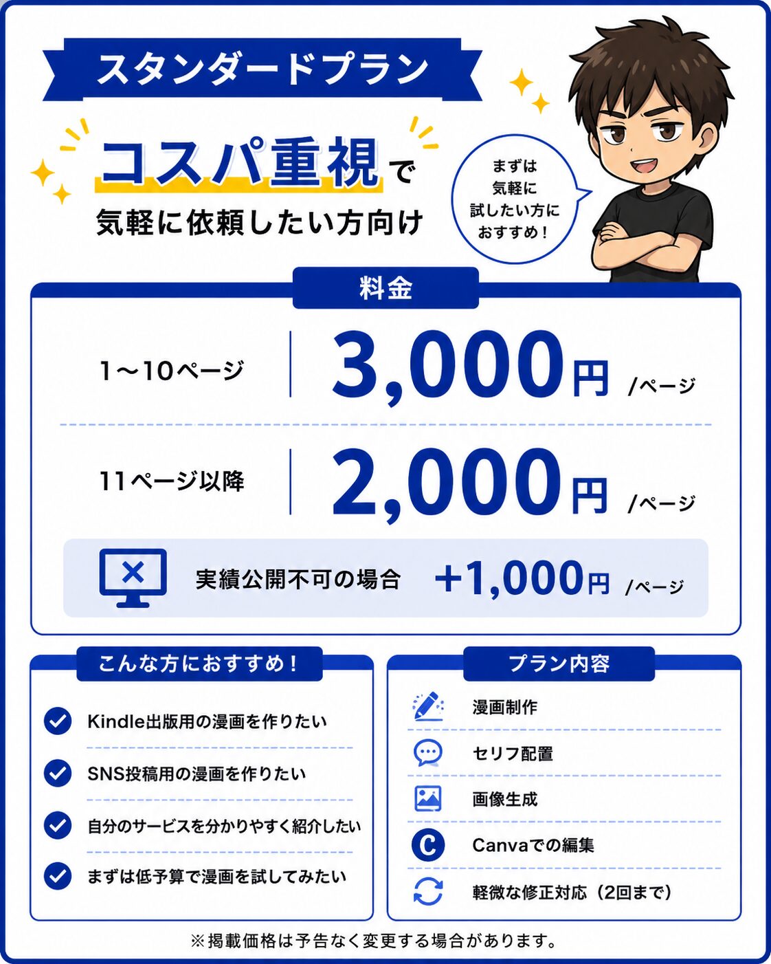 スタンダードプラン料金表